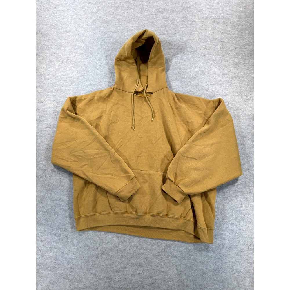 Russell Athletic Hoodie Mens 2XL Tan Fleece Lined Drawstring Casual Pullover